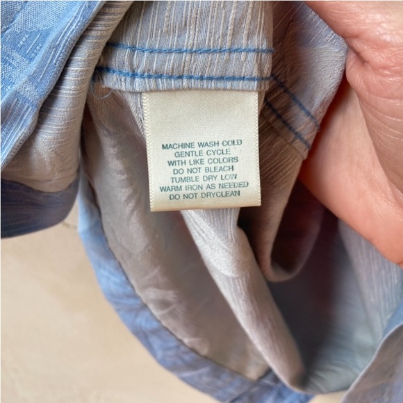 Vintage ISLAND SHORES Blue Floral Hawaiian 100% Silk Men’s Shirt Size L - Picture 6 of 17